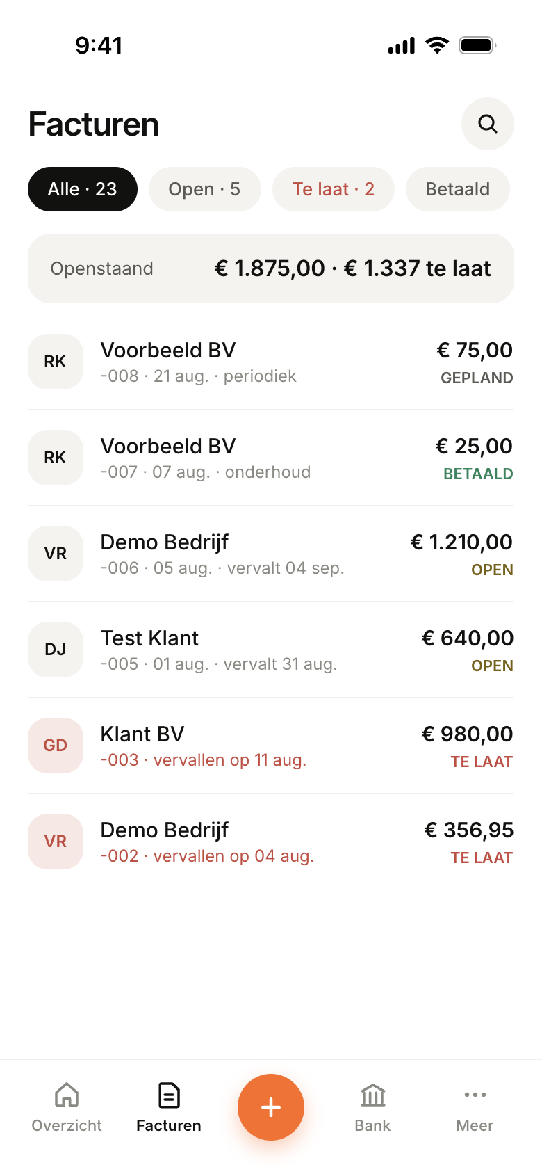 Accountant app — Facturen