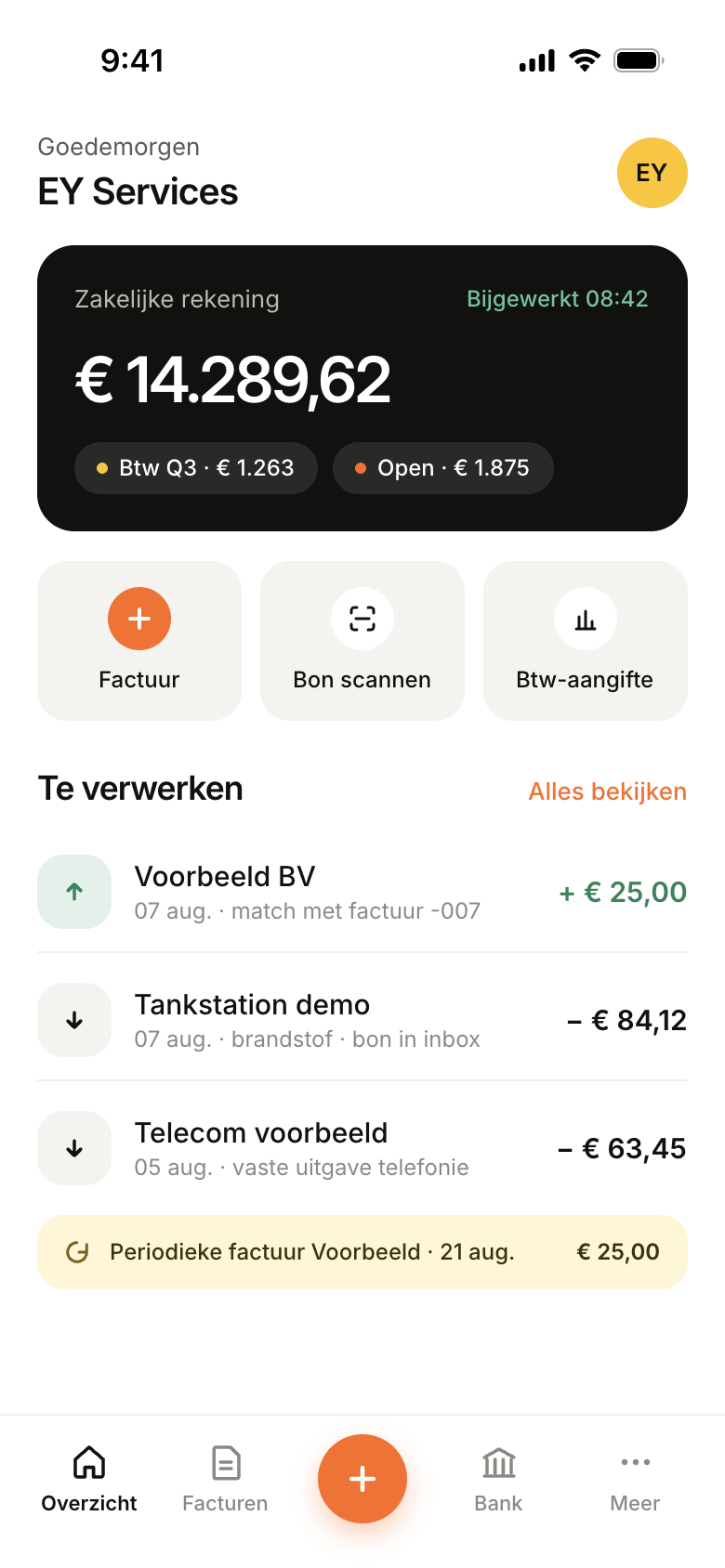 Accountant app — Overzicht